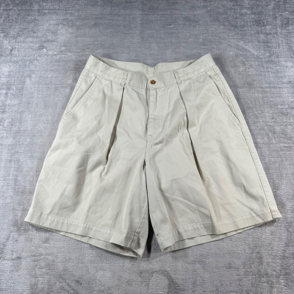 Club Monaco Shorts Mens 35 Beige Pleated Chino Vintage 80s Preppy Made in Canada